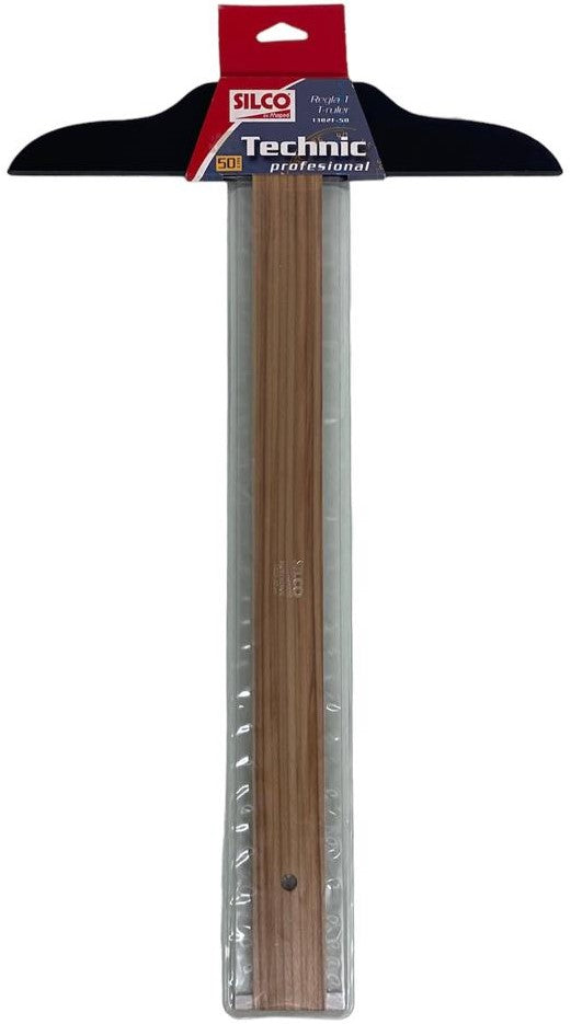 Regla "T" Profesional #1302 Fija Madera-Acrilic 50cm sin Graduar sin bisel Maped® 1302F-50 [Pieza] 734365020501