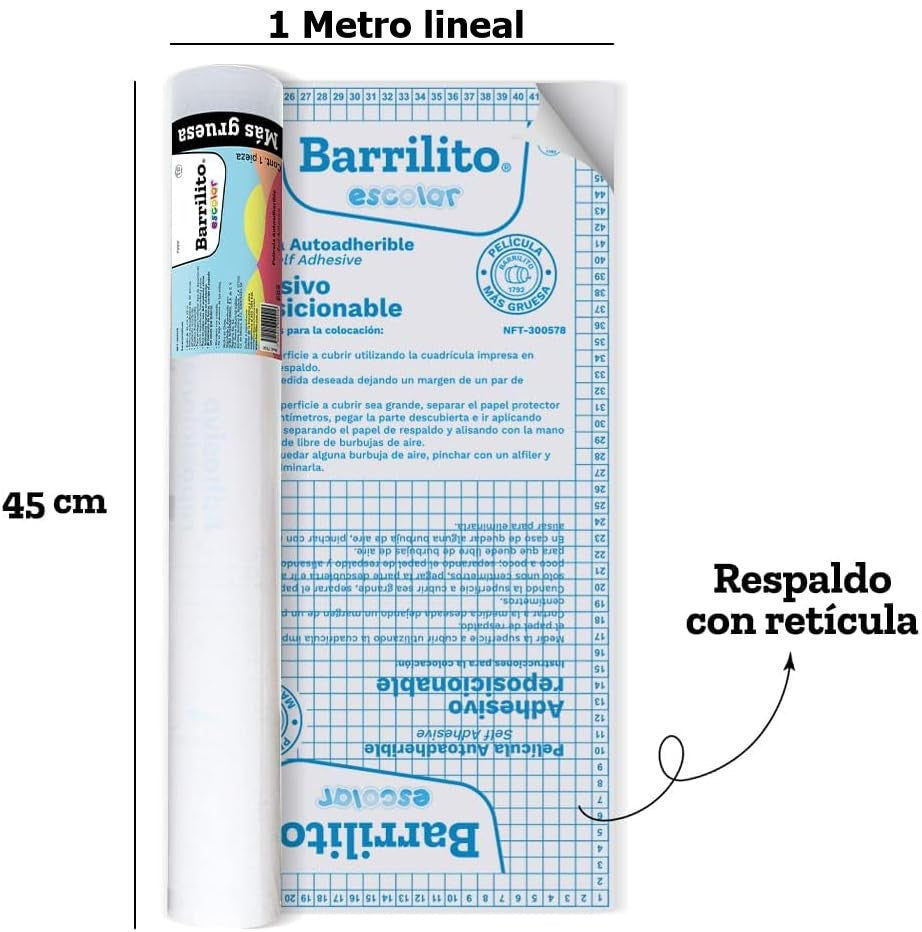 Papel Adhesivo Contac Contac Transparente ,45×1m Barrilito® [Metro] 7501080350052
