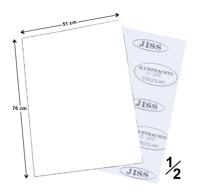 Cartón Ilustración C-399 Escolar Medio Blanco 51×76cm Jiss® 11-14410-M Hoja 7501046097717 01