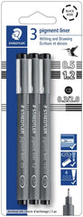 Estilógrafo DesechableSet pigment liner Cincel,0,5, 1.2mm Negro c/3 Staedtler® 308 9S2BK3 [Conjunto] 31901957513