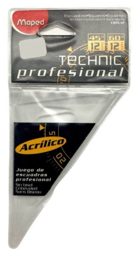 Escuadras Profesional #1305 Juego.45/60 12cm s/bisel s/gradu Acrílico Maped® 1305J012 Bolsa 73436511