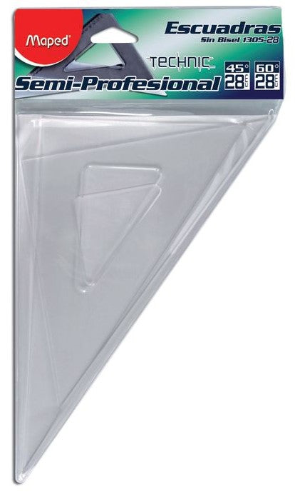 Escuadras SemiProfesional #1305 Juego.45/60 28cm s/bisel s/gradu Acrílico Maped® 1305J028 Bolsa 7343