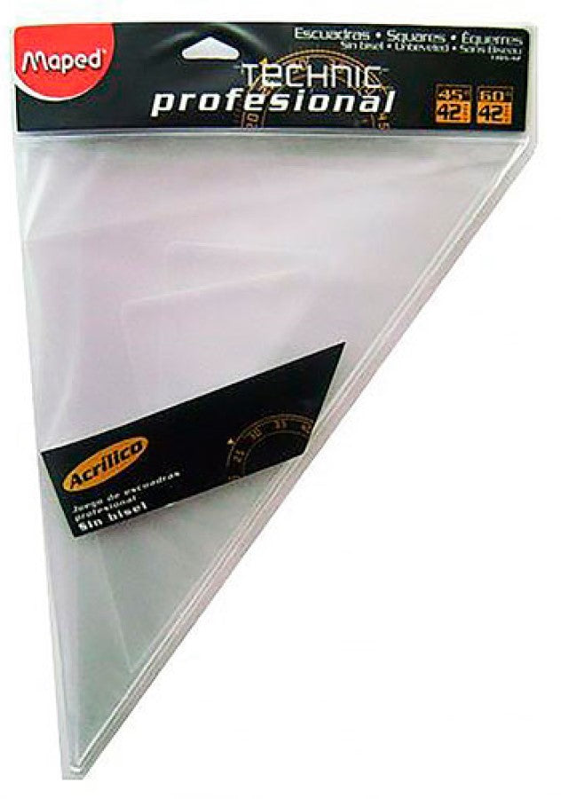 Escuadras SemiProfesional #1305 Juego.45/60 42cm s/bisel Acrílico Maped® 1305J042 Bolsa 734365110424