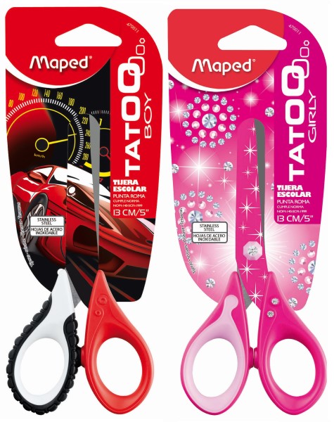 Tijera Escolar Punta Roma Tatoo Child 5" AceroInoxidable Maped® 379220 [Pieza] 3154143792203