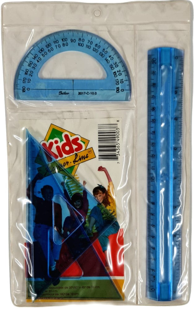 Juego de Geometría Kids sin Compás en Vinilo Chico Silco® 49003 Estuche 734365490038