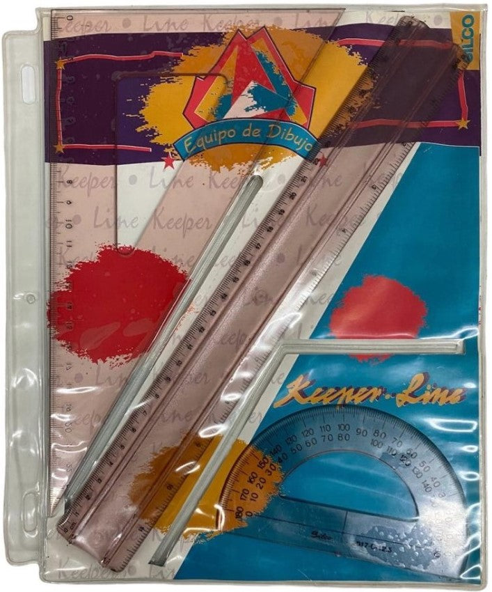 Juego de Geometría sin Compás Sobre Vinilo p/carpeta Grande Silco® 2010-G [Estuche] 734365270029