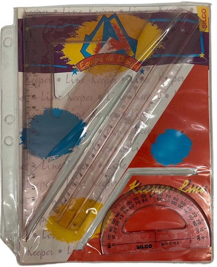 Juego de Geometría sin Compás Sobre Vinilo p/carpeta Chico Silco® 2010-C [Estuche] 734365270012