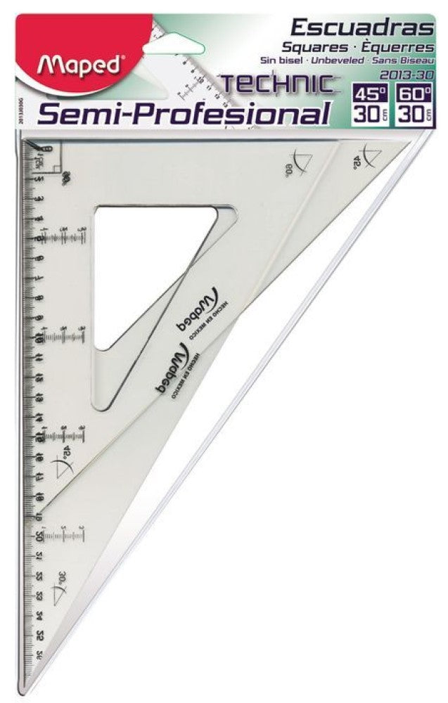 Escuadras SemiProfesional #2013 Juego 45/60 30cm Graduada Acrílico Maped® 2013J030G Bolsa 7343651803
