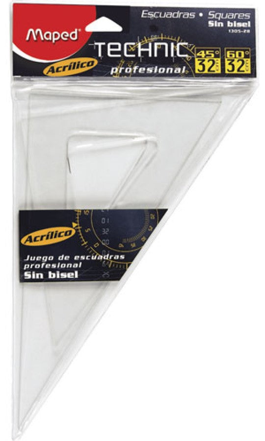 Escuadras Profesional #1305 Juego.45/60 32cm s/bisel s/gradu Acrílico Maped® 1305J032 Bolsa 73436511