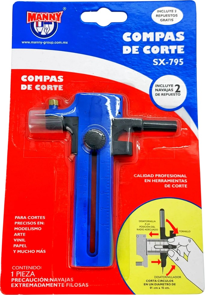 Cuchilla p/Círculos c/2 Navajas de Repuesto de 1 a 15 cm MANNY® SX-795 Pieza 7502285232204 01