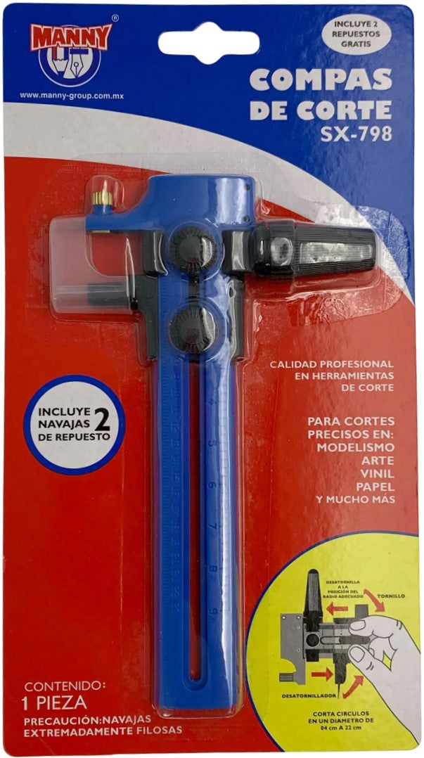 Cuchilla p/Círculos c/2 Navajas de Repuesto de 4 a 22 cm MANNY® SX-798 Pieza 7502285231696 01
