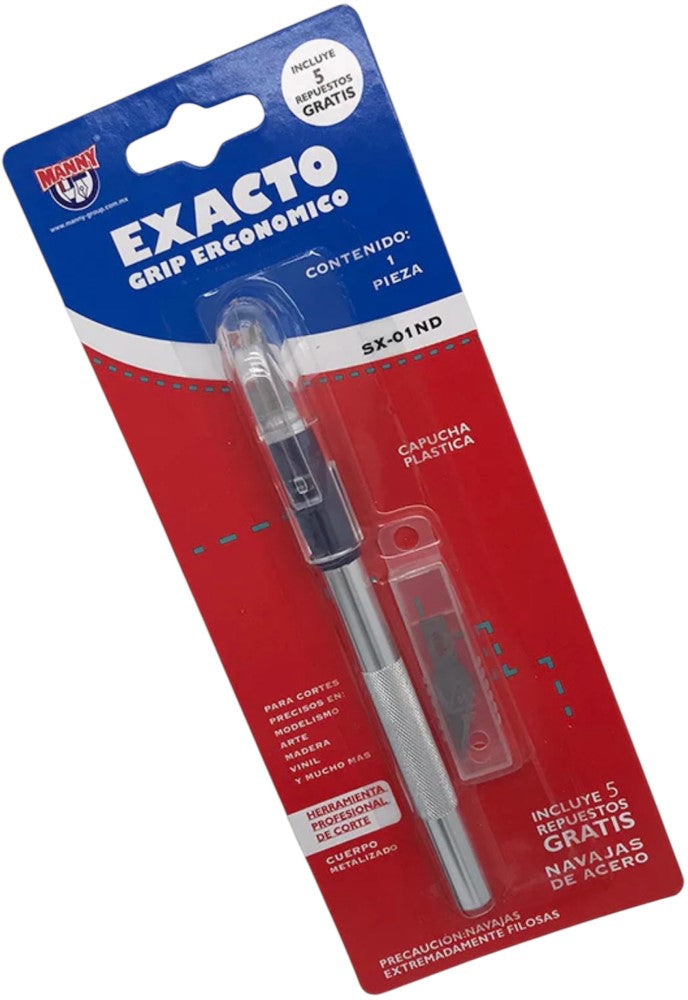 Cuchilla Escalpelo Mango Aluminio c/Grip c/5 Navajas MANNY® SX -0 1ND [Pieza] 6928058307527