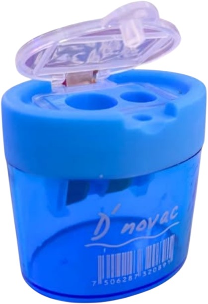 Sacapuntas de Plástico Ovalado c/tapa Doble Colores c/Deposito D'novac® SC015Z [Pieza] 7506287320891