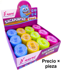 Sacapuntas de Plástico Ovalado c/tapa Doble Colores c/Deposito D'novac® SC015Z [Pieza] 7506287320891 2