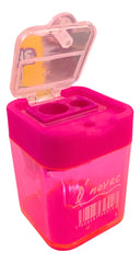 Sacapuntas de Plástico Cuadrado c/tapa Doble Colores c/Deposito D'novac® SC053Z [Pieza] 7506287325193