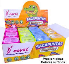 Sacapuntas de Plástico Cuadrado c/tapa Doble Colores c/Deposito D'novac® SC053Z [Pieza] 7506287325193 2