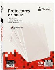 Mica Protectora p/carpeta 3 perforaciones c/100 Transparente Carta Nextep® NE-020 [Caja] 7501811275098