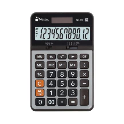 Calculadora Semi-Escritor DC/Solar cubierta metálic 12 Dígitos 17½×11cm Nextep® NE-188 [Pieza] 7501811271960