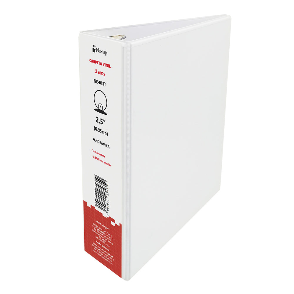 Carpeta 3 Argollas "O" Vinil Panorámica 2½" Blanco Carta Nextep® NE-013T [Pieza] 7501811274350