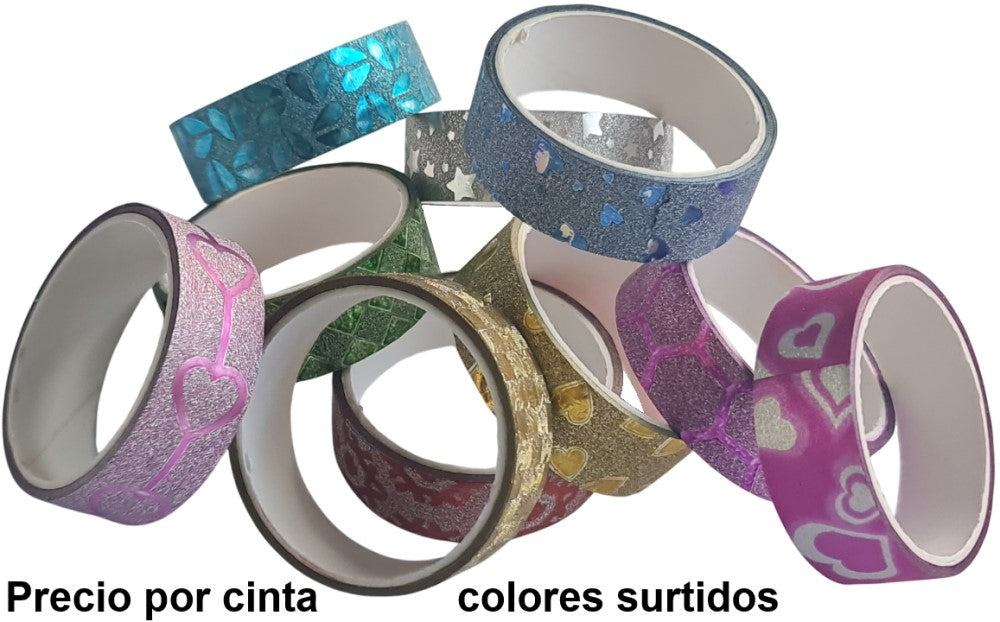 Cinta Adhesiva Glitter Diamantado Colores 14mm×1.8m D'novac® DM001-S1 [Pieza] Imagen secundaria del producto