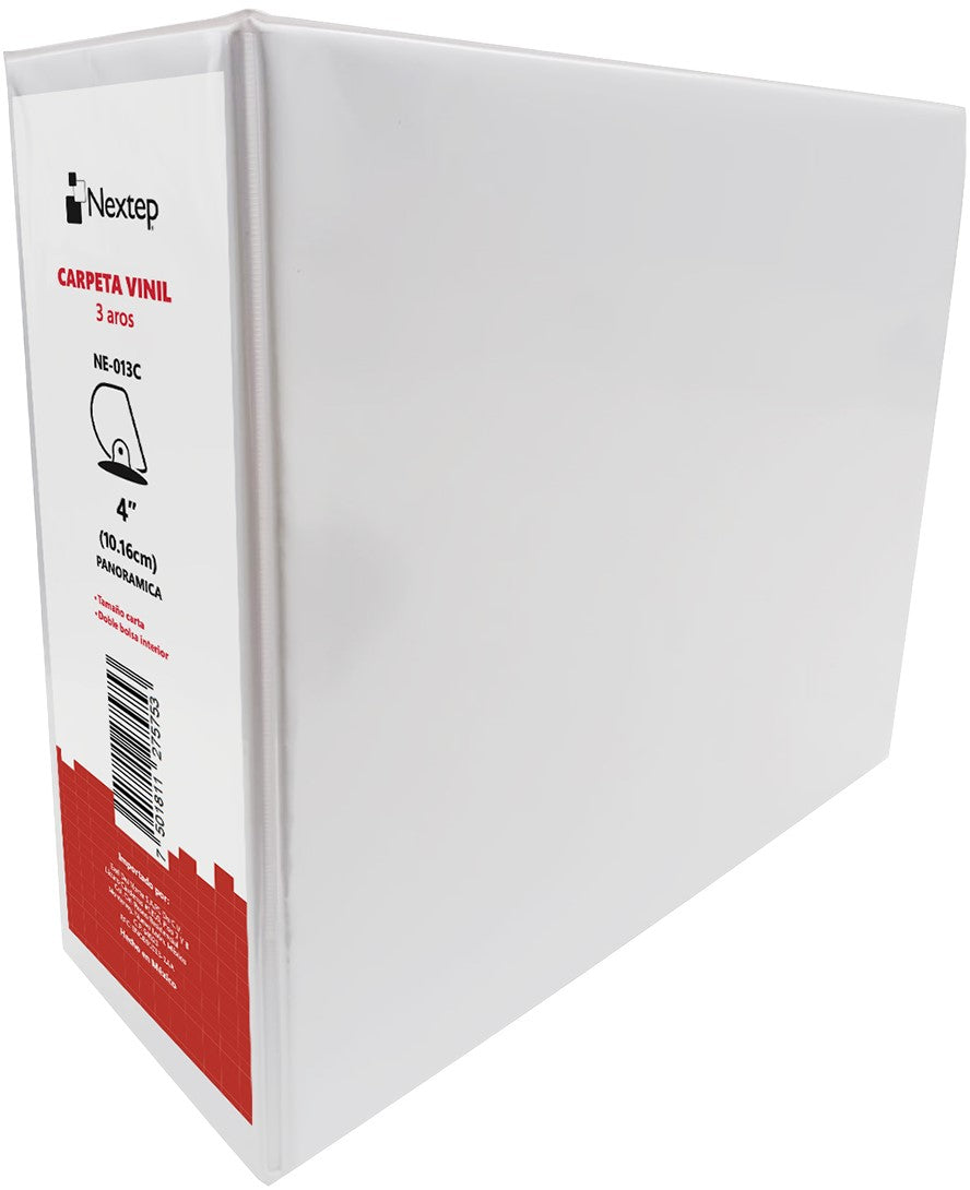 Carpeta 3 Argollas "D" Vinil 4" Blanco Carta Nextep® NE-013C [Pieza] 7501811275753