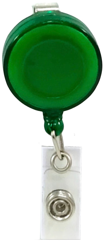 Broche p/Gafete Retráctil Clip tipo Yoyo trasnparen Verde Bandera 60cm D'novac® GA001ZX-VB Pieza 01