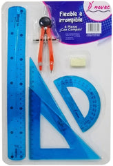 Juego de Geometría Flex Flexible c/Compás Metal Colores Trasnpa D'novac® [Paquete] 7506287306352 3