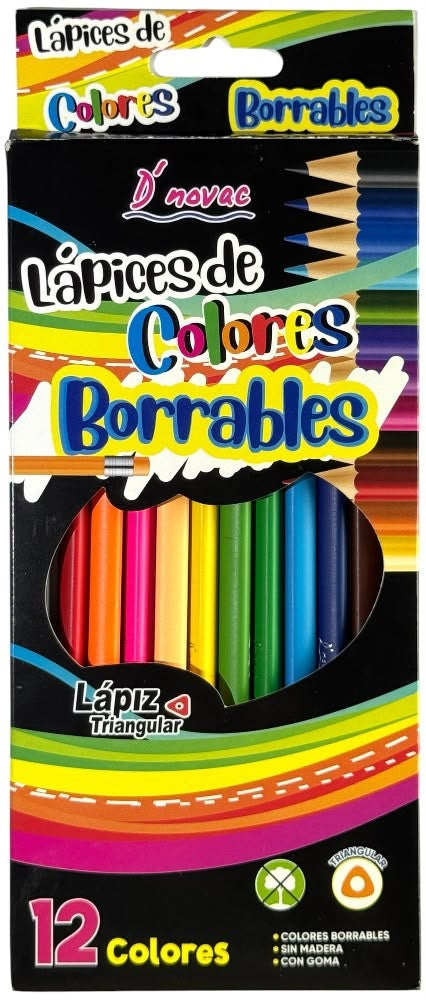 Color Sin Madera Largos Borrable Triangular Colores Est.c/12 D'novac® LAP07Z [Estuche] 7506287323083 Imagen principal del producto