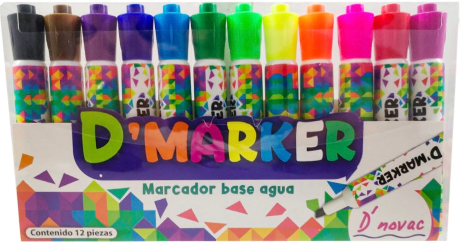 Marcador base Agua D'Marker Colores Est.c/12 D'novac MR47Z [Estuche] 7506287322406