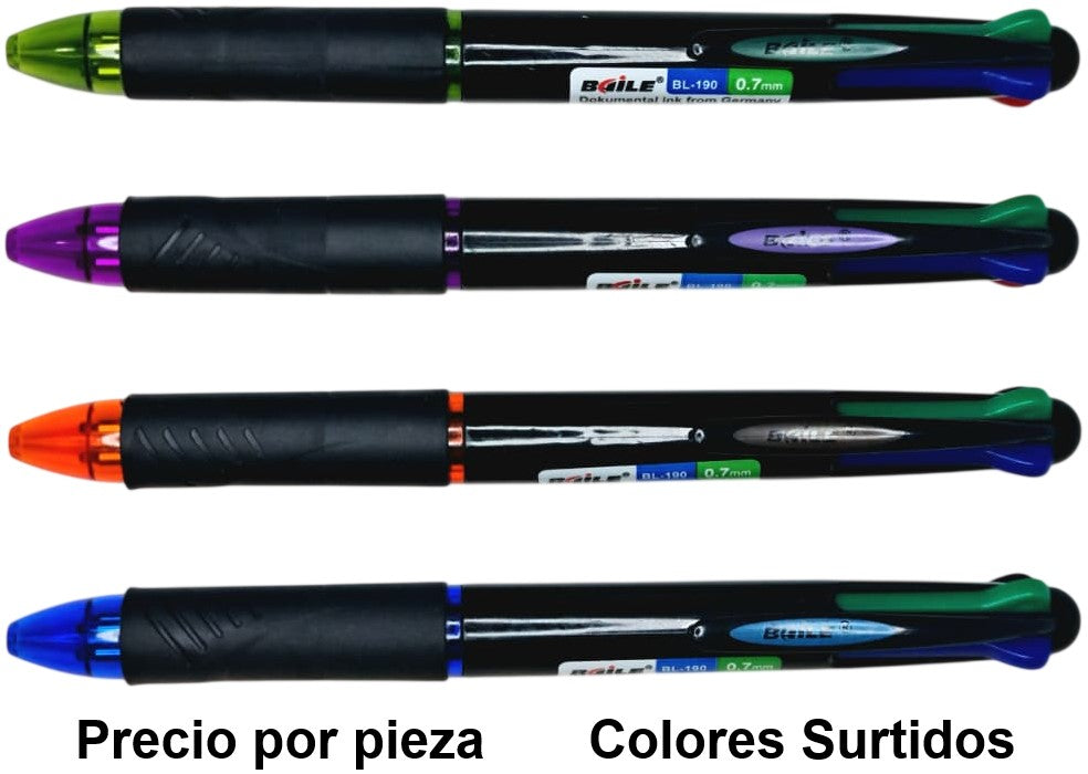 Bolígrafo Retráctil QU4TRO grip 4 Colores BAILE® BL-190 [Pieza] 6941287401903 2