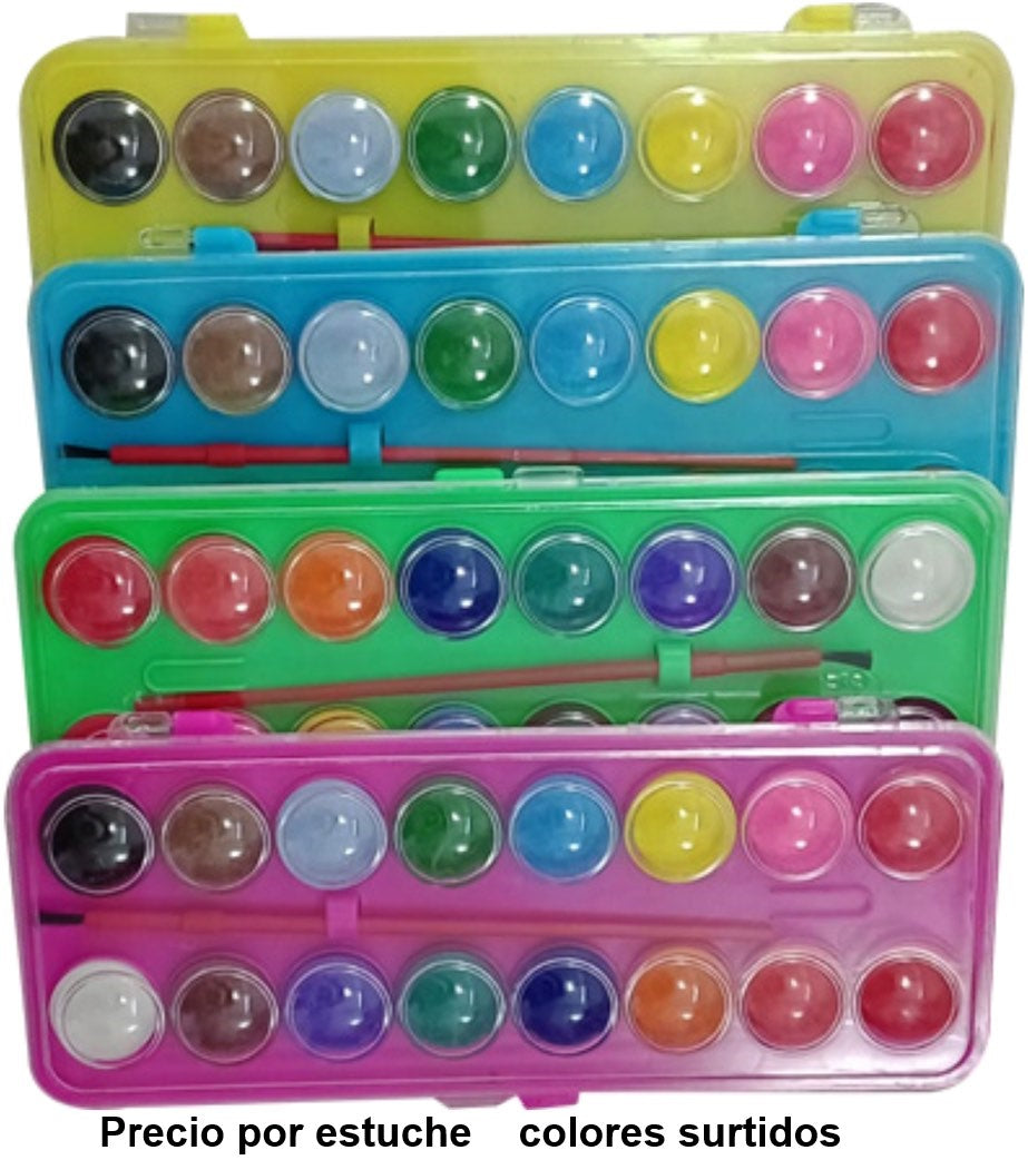Acuarelas en Plástico c/Pincel Colores Est.c/16 D'novac® ACC001Z-V0302 [Estuche] 6970928000359