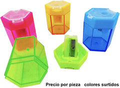 Sacapuntas de Plástico Hexagonal Colores c/Deposito D'novac® SC031Z [Pieza] 7506287318089