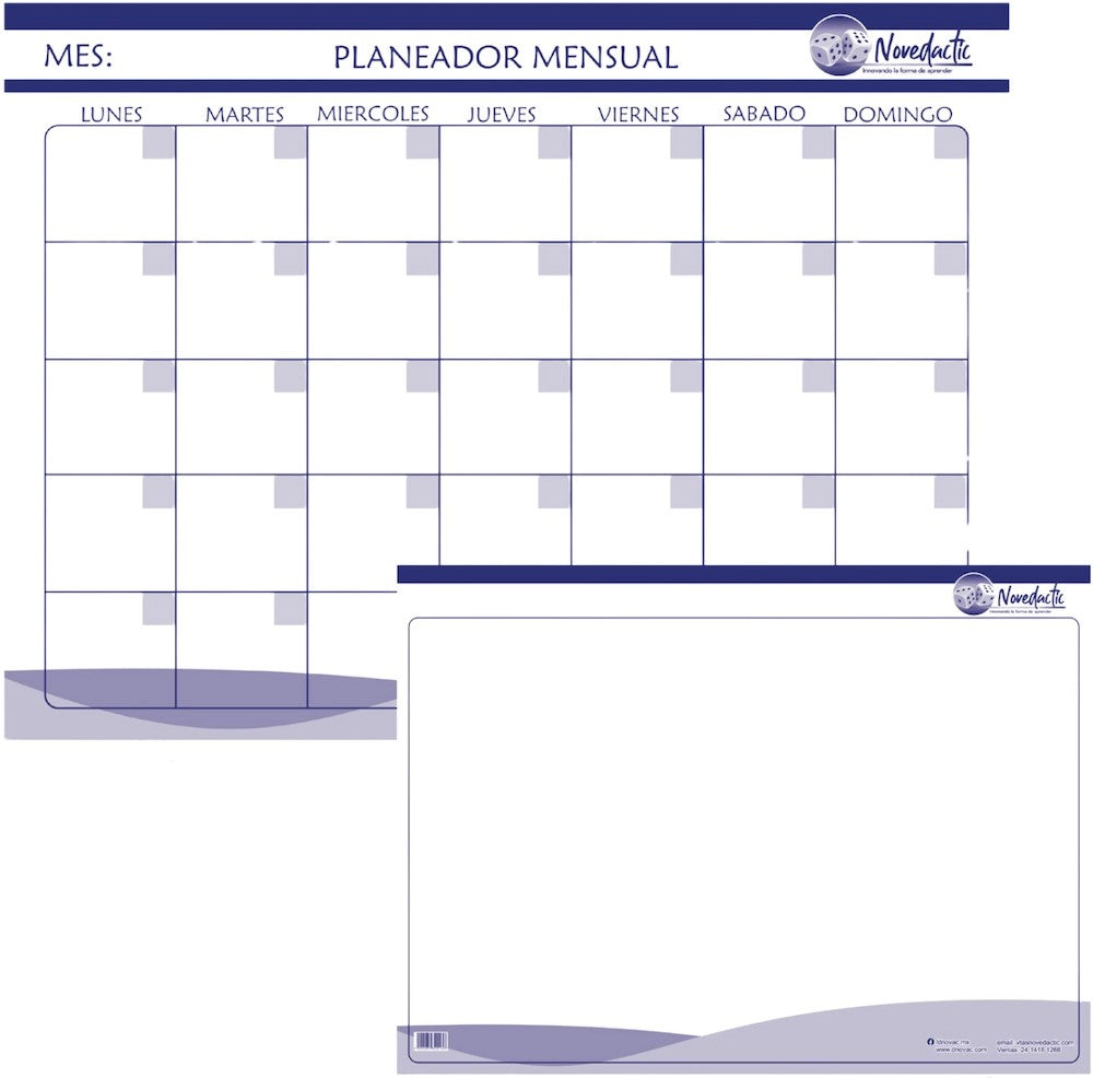 Planeador Mesual Borrable 60×44cm Novedactic® PM001 [Pieza] 7506287320136
