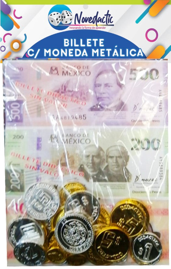 Material Didáctico Billetes y Monedas c/71 11.4×4.8cm Novedactic® BDI02X [Bolsa] 7506287319895 Imagen principal del producto