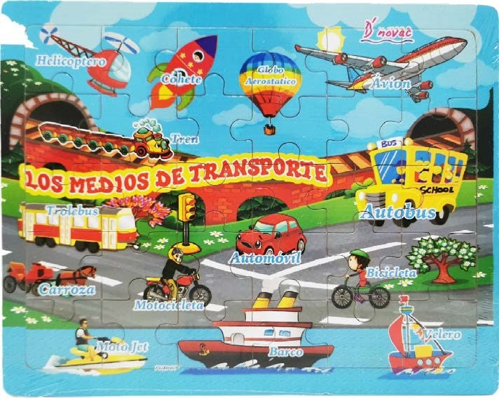 Rompecabezas de Madera Medios de Transporte 30 piezas 17.8×22cm Novedactic® RZ007Z Pieza 75062873140