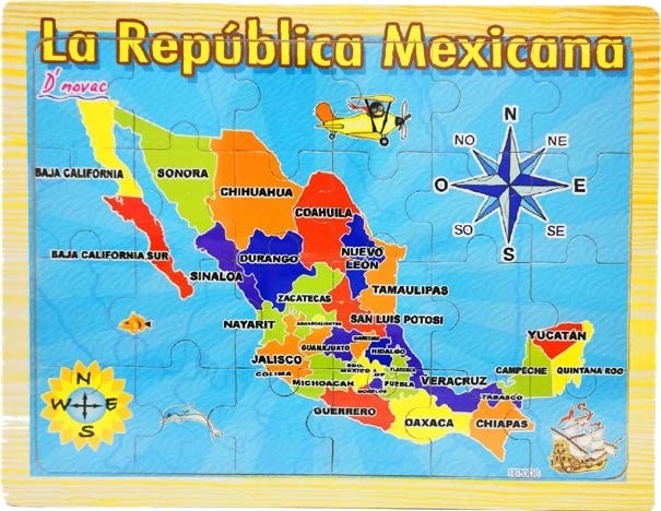 Rompecabezas de Madera República Mexicana 24 piezas 22½×29½cm Novedactic® RP006Z Pieza 7506287314166