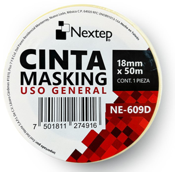 Cinta Adhesiva Masking Crema 18mm×50m Nextep® NE-609D Pieza 7501811274916 01