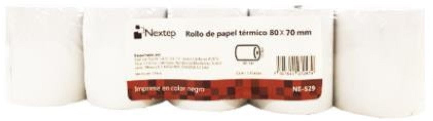 Rollo Papel Térmico Paquete c/5 80×70mm Nextep® NE-529 [Paquete] 7501811272479