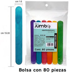 Palitos Madera Planos Jumbo Abatelenguas c/80 Colores 150×16mm Jumbo® PPAL2 [Bolsa] 7502285732124