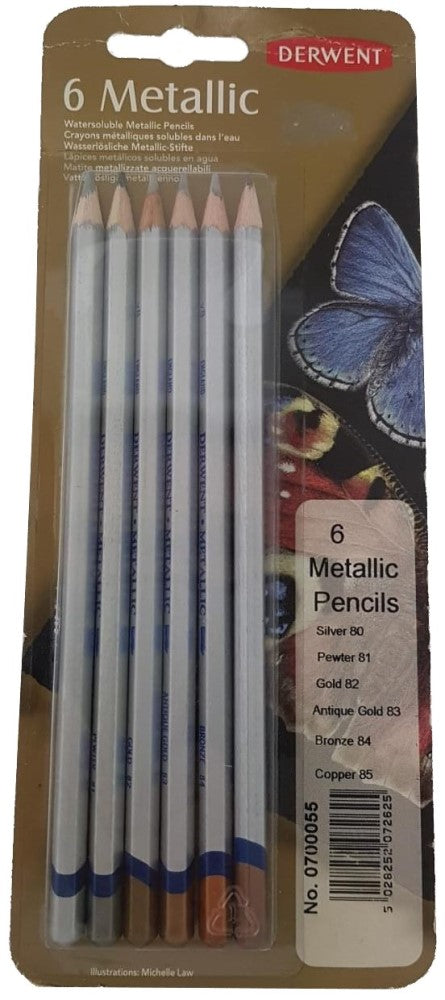 Lápiz p/Arte Acuarelable Blíster 80-85 c/6 Metálicos DERWENT® 0700055 [Paquete] 5028252072625