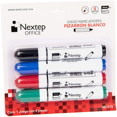 Marcador p/Pizarrón Barril Plástico Colores Est.c/4 Nextep® NE-078 [Paquete] 7501811272073