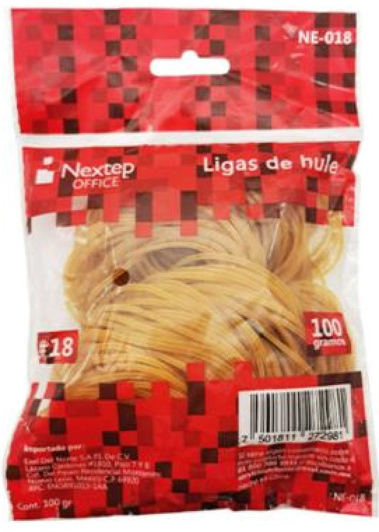 Ligas de Hule Bolsa 100g Natural Nº18 Nextep® NE-018 Bolsa 7501811272981 01