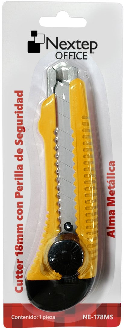 Cuchilla Retráctil Alma de Metal c/Perilla Grande18mm Nextep® NE-178MS [Pieza] 7501811274466
