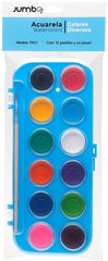 Acuarelas en Plástico c/Pincel Colores c/12 Jumbo® PAC1 [Estuche] 7502285732711