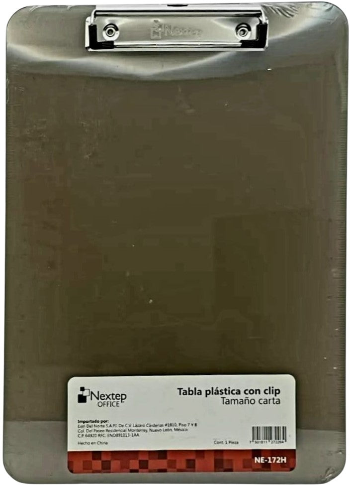 TablaAgarraPapel Acrílico c/Clip c/regla cm/pulgada Humo Carta Nextep® NE-172H [Pieza] 7501811272264