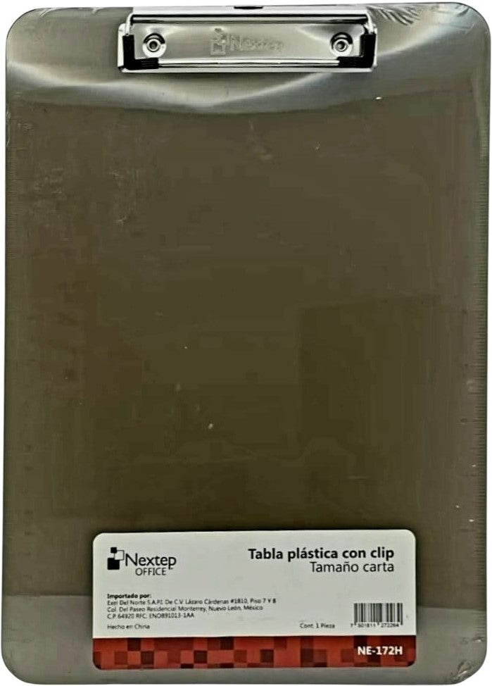 TablaAgarraPapel Acrílico c/Clip c/regla cm/pulgada Humo Carta Nextep® NE-172H [Pieza] 7501811272264