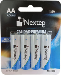Pila Alcalinas LR6 1.5v "AA" c/4 Nextep® NE-280C [Paquete] 7501811275364