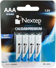 Pila Alcalinas LR03 1.5v "AAA" c/4 Nextep® NE-281C [Paquete] 7501811275388