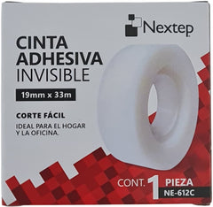 Cinta Adhesiva Invisible Invisible 19mm×33m Nextep® NE-612C [Pieza] 7501811276194 3