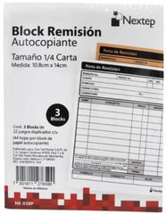 Block Remisiones Duplicado paquete c/3 DA 22 Juegos ¼ Carta Nextep® NE-038P [Pieza] 7501811276590